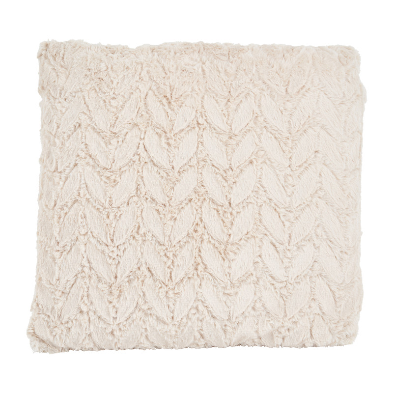 Sierkussen bont met dessin - beige - 45x45 cm 