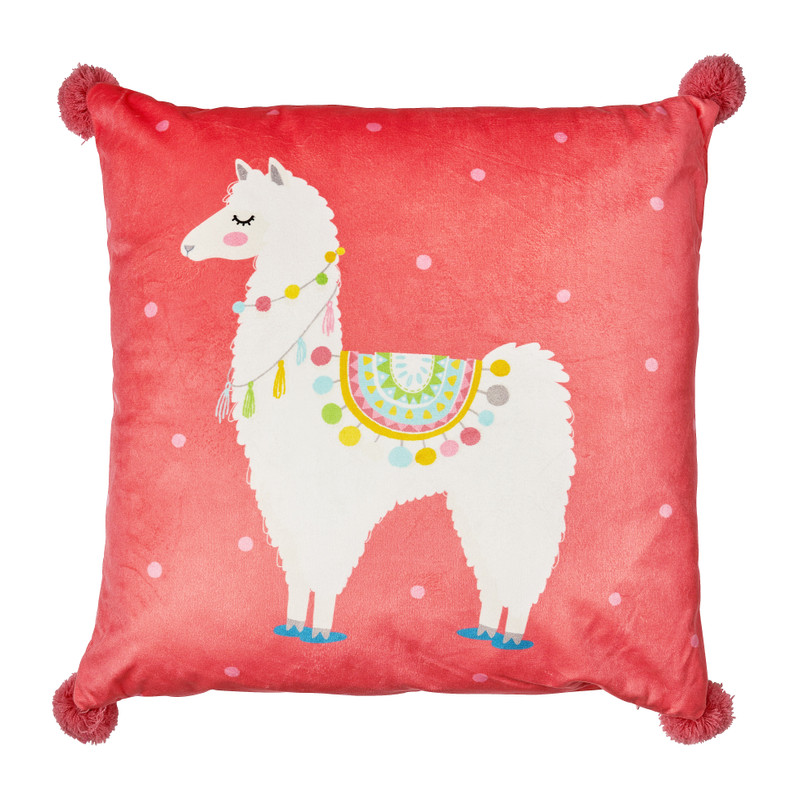 Sierkussen pompom lama - 45x45 cm