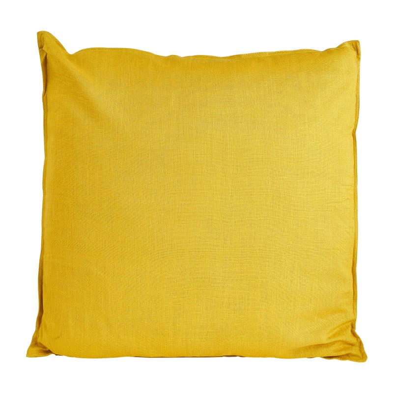 Linnen sierkussen - okergeel - 43x43 cm
