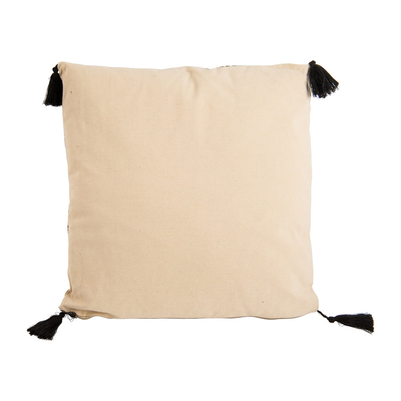 Sierkussen mandala met kwastjes - zwart/wit - 45x45 cm