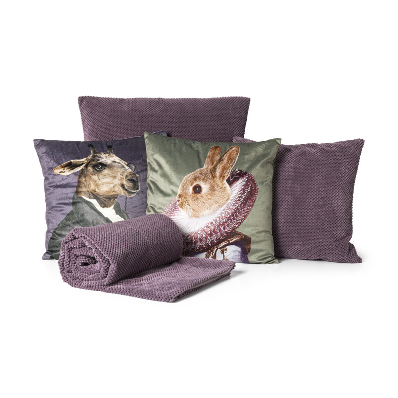 Sierkussen blokje - paars - 60x60 cm