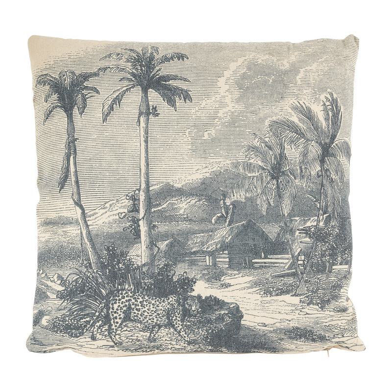 Sierkussen gravure huis - 45x45 cm
