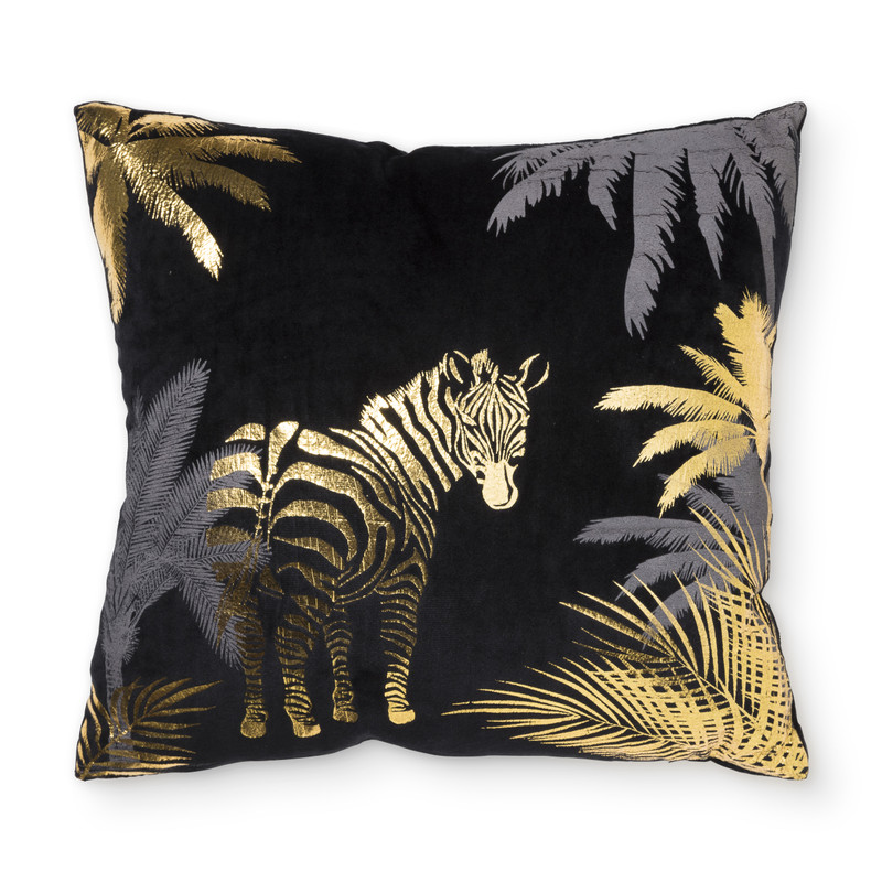 Jungle kussen zebra - goud/zwart - 40x40 cm 