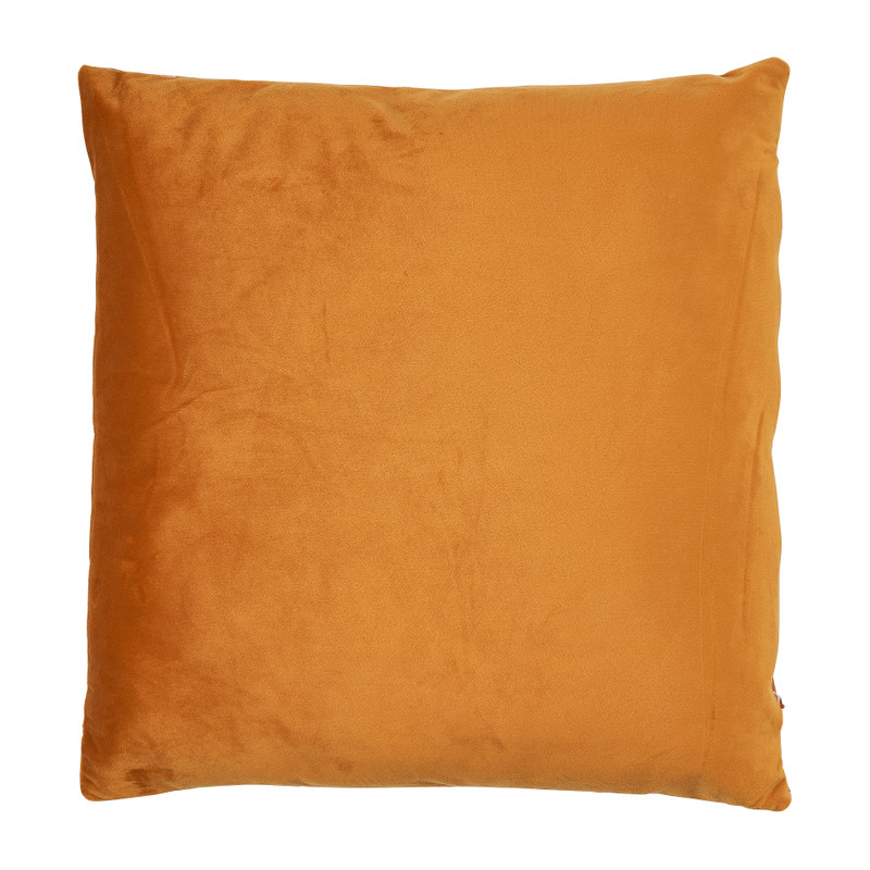 Sierkussen fluweel bloemen - okergeel - 45x45 cm