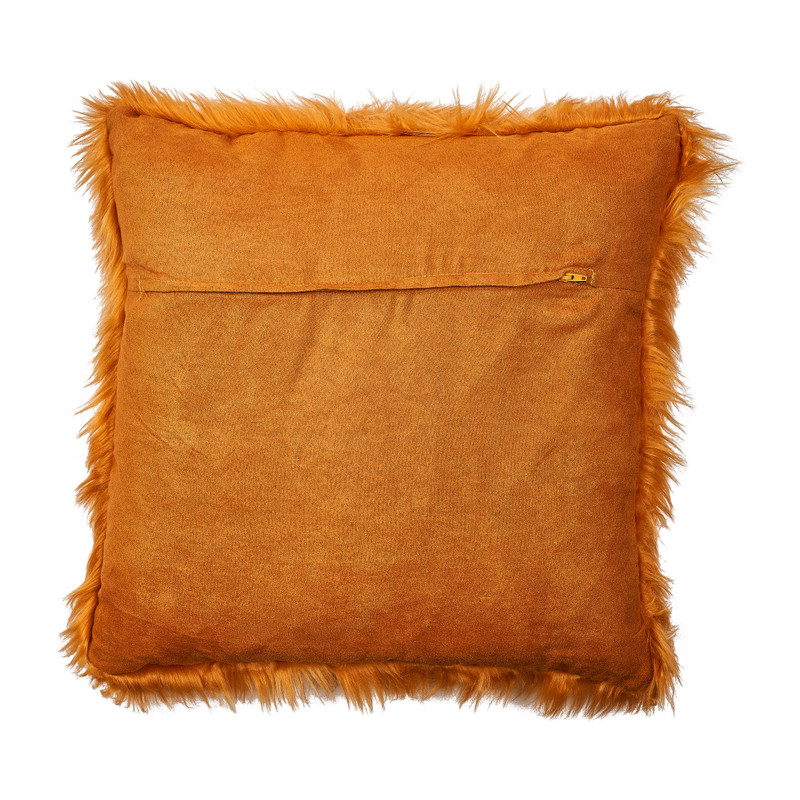 Sierkussen imitatie bont - okergeel - 45x45 cm