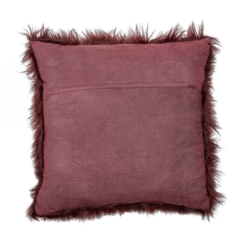 Sierkussen imitatie bont - bordeauxrood - 45x45 cm