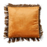 Sierkussen met franje - okergeel - 45x45 cm