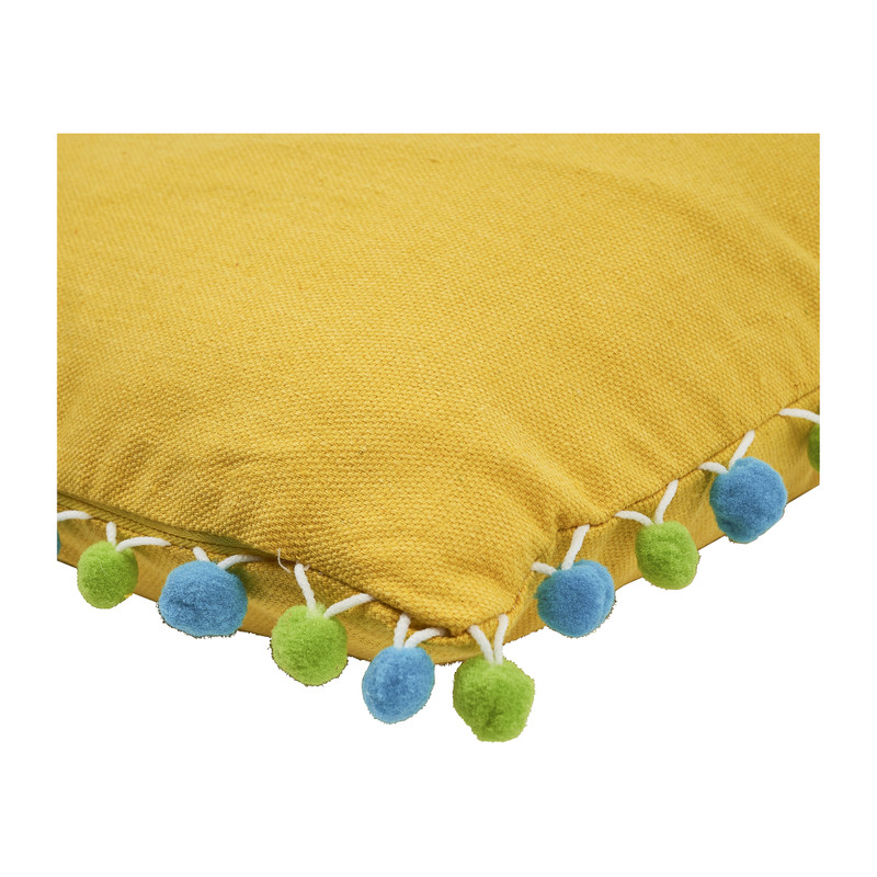 Sierkussen pompom - geel - 45x45 cm 