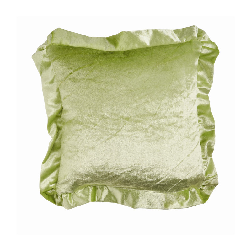Sierkussen velvet met volant - groen - 40x40 cm 