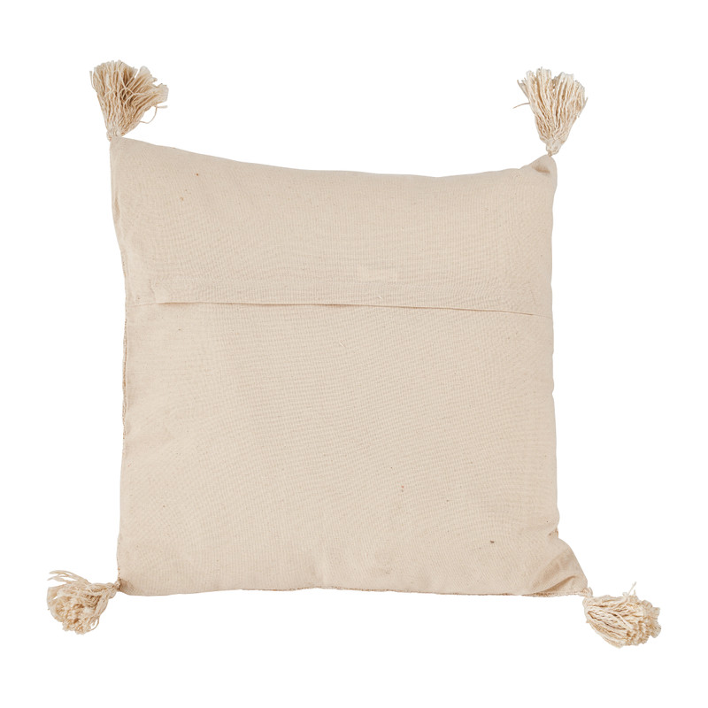 Sierkussen met franjes - naturel/goud - 45x45 cm 