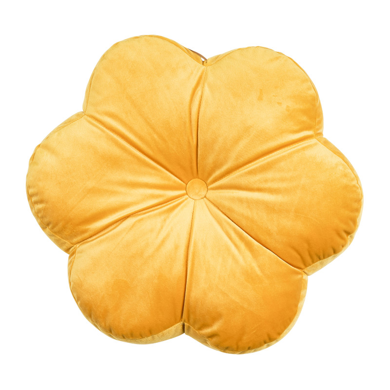 Velvet bloem sierkussen - geel - 45x45 cm