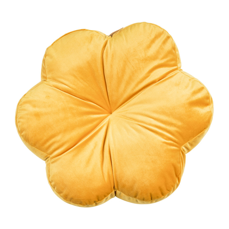 Velvet bloem sierkussen - geel - 45x45 cm
