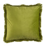 Sierkussen velvet met franjes - groen - 45x45 cm 