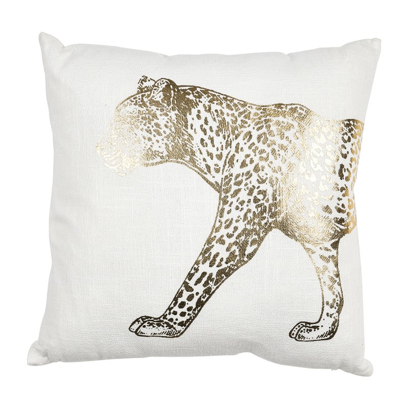 Linnen sierkussen panter - goudkleurig - 45x45 cm