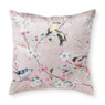 Velvet sierkussen vogel - roze - 45x45 cm