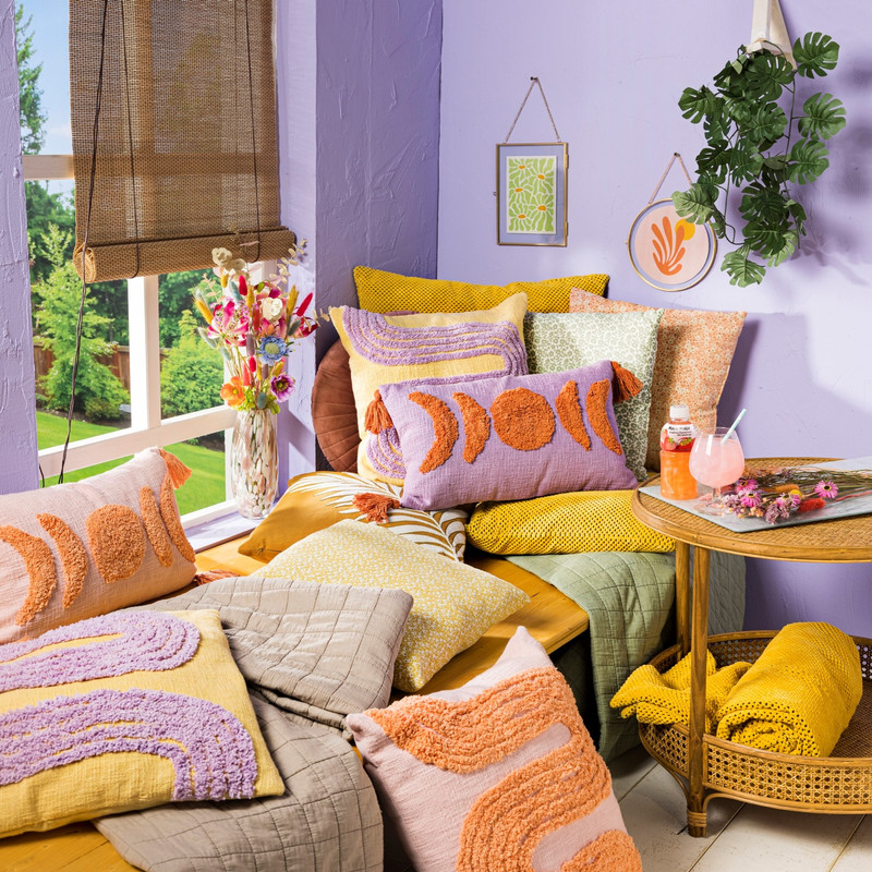 Kussen maan - paars - 30x50 cm