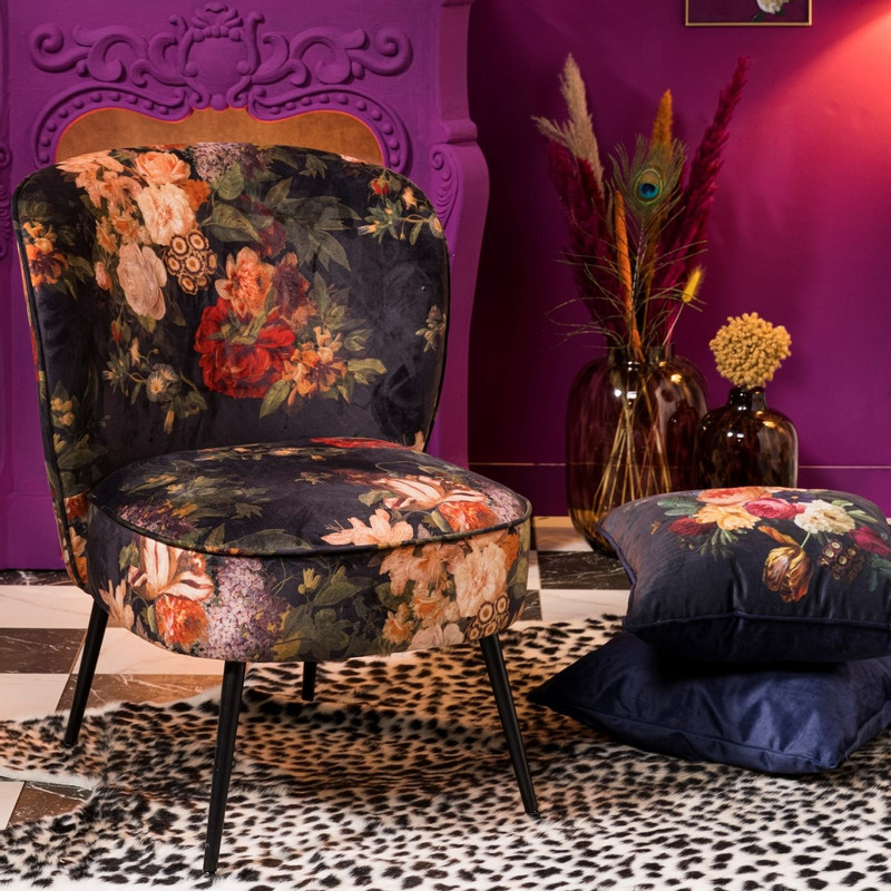 Sierkussen velvet - donkerblauw - 60x60 cm