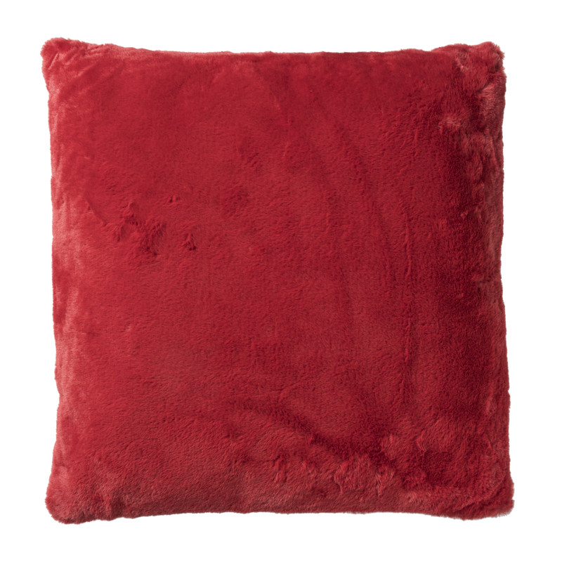 Kussen imitatie bont - rood - 45x45 cm