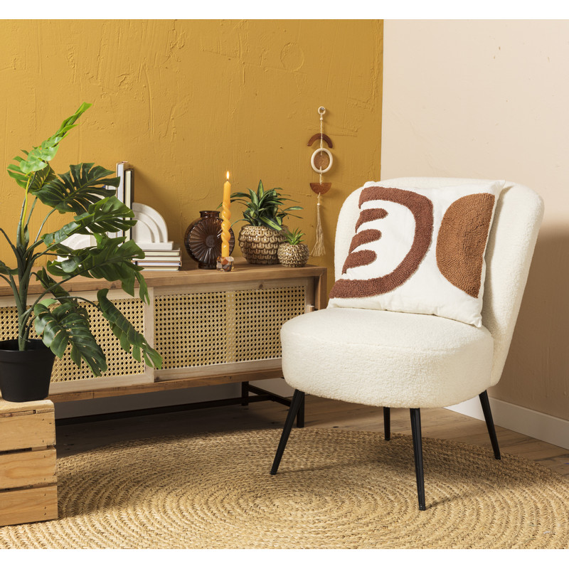 Sierkussen retro boog - bruin/naturel -  45x45 cm