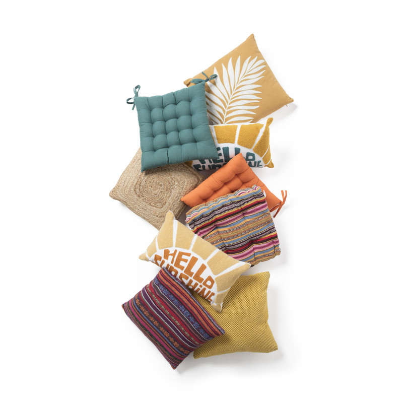 Sierkussen hello sunshine - terra/geel - 50x30 cm 