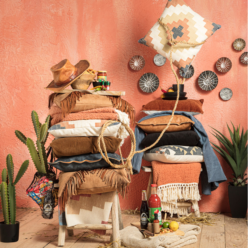 Sierkussen leer - grijs - 45x45 cm