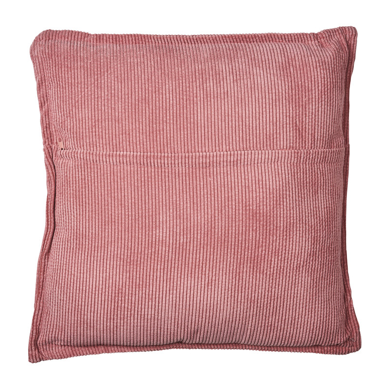Sierkussen rib met bies - roze - 45x45 cm