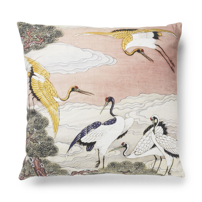 Sierkussen kraanvogel - roze - 45x45 cm