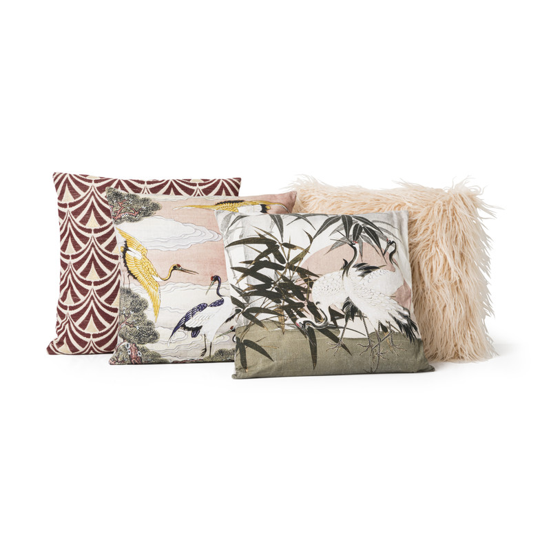 Sierkussen kraanvogel - roze - 45x45 cm