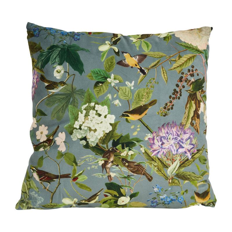 Sierkussen velvet vogel - mintgroen - 45x45 cm