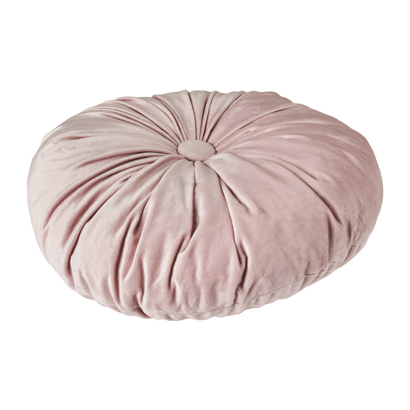 Sierkussen velvet rond - roze - ?40 cm