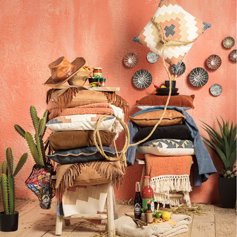 Sierkussen rib - bruin - 45x45 cm