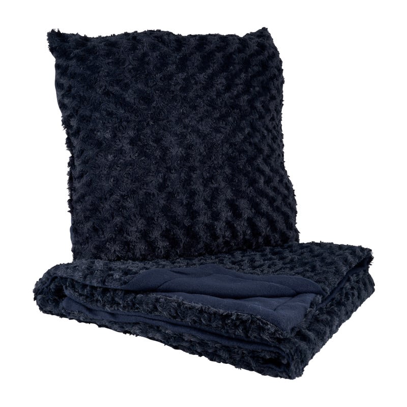 Sierkussen en plaid set - blauw