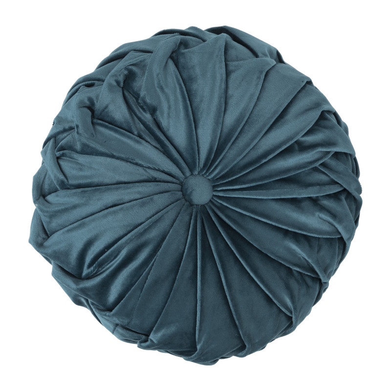 Sierkussen gevlochten rond - petrol - ⌀30 cm