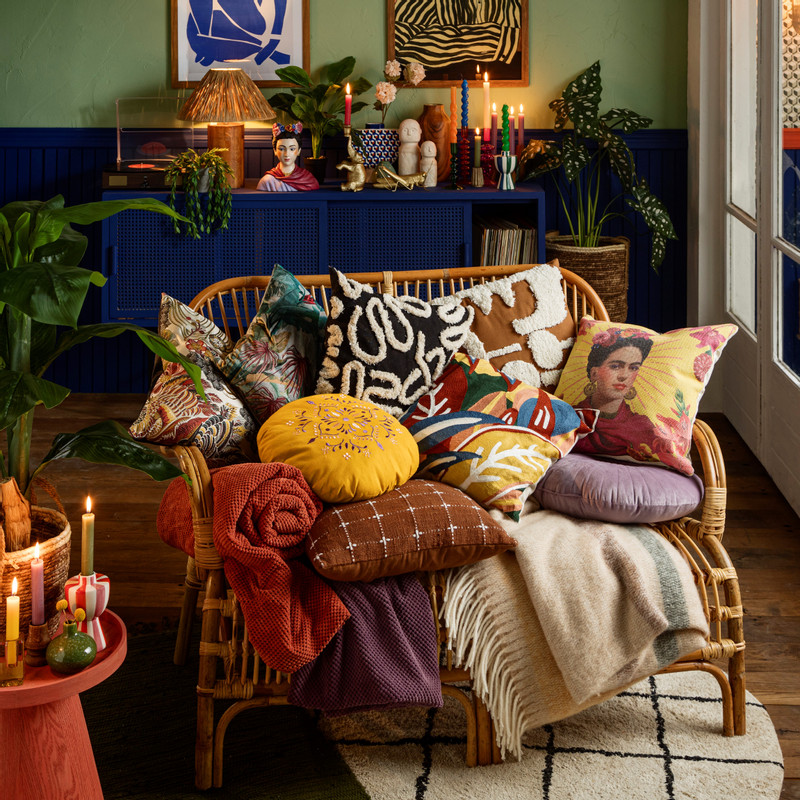 Sierkussen abstract - bruin - 45x45 cm 