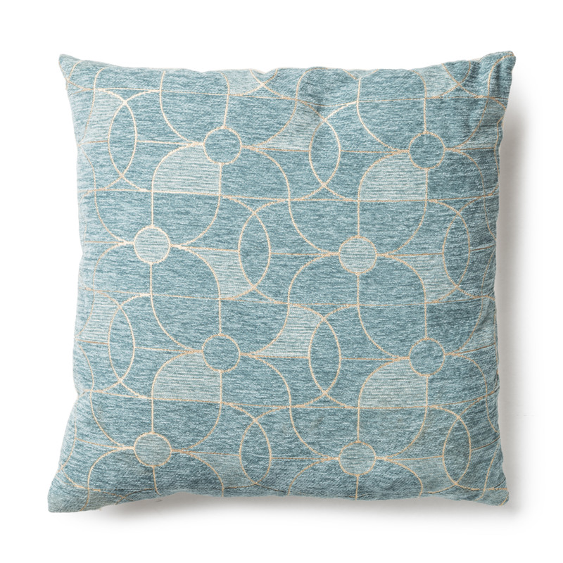 Sierkussen chenille art deco - blauw - 45x45 cm