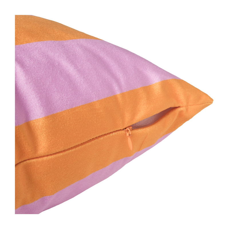 Kussen streep - lila/oranje - 45x45 cm