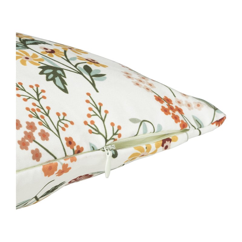 Kussen gebloemd - ecru - 45x45 cm