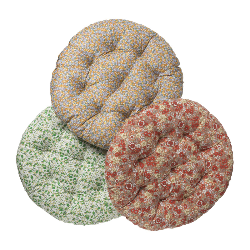 Kussen bloemen rond - oranje - ø36x36 cm