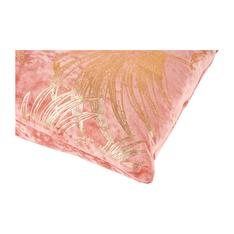 Sierkussen velvet bladeren - goud/roze - 45x45 cm