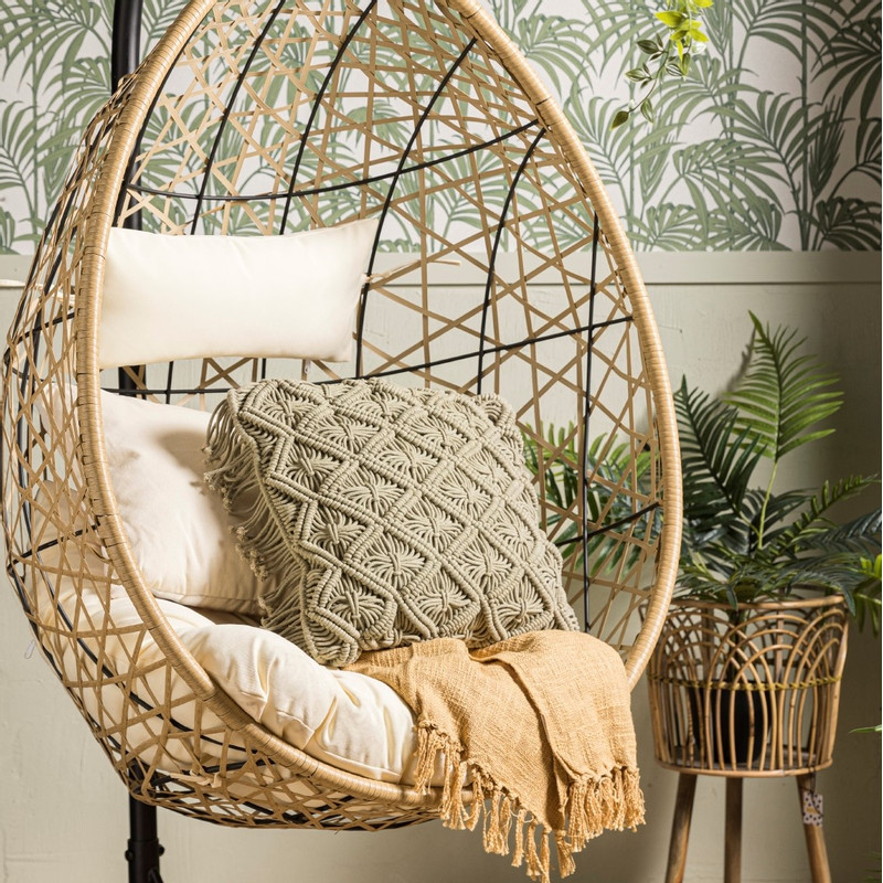 Sierkussen macrame - groen - 45x45 cm