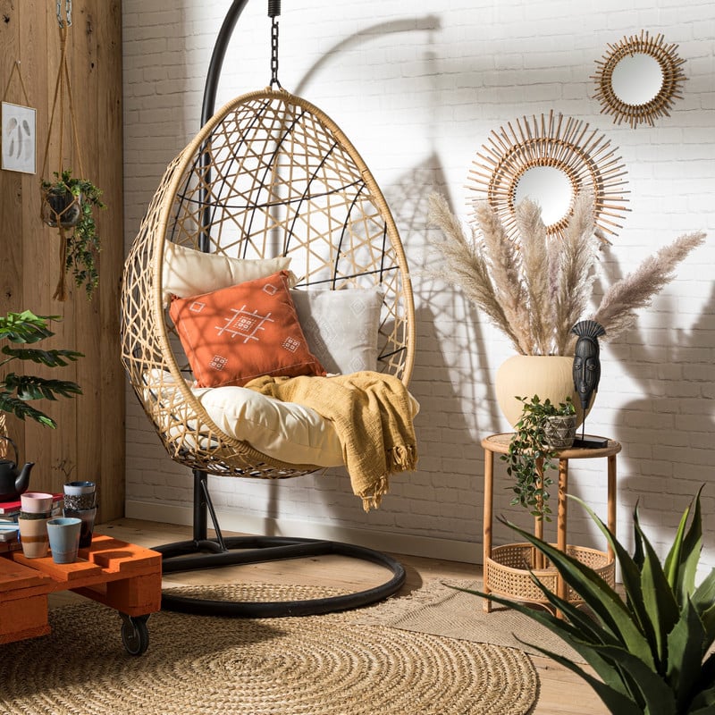 Sierkussen borduursel en tassels - terra - 45x45 cm