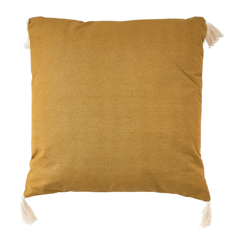 Sierkussen borduursel en tassels- mosterd - 45x45 cm