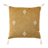 Sierkussen borduursel en tassels- mosterd - 45x45 cm