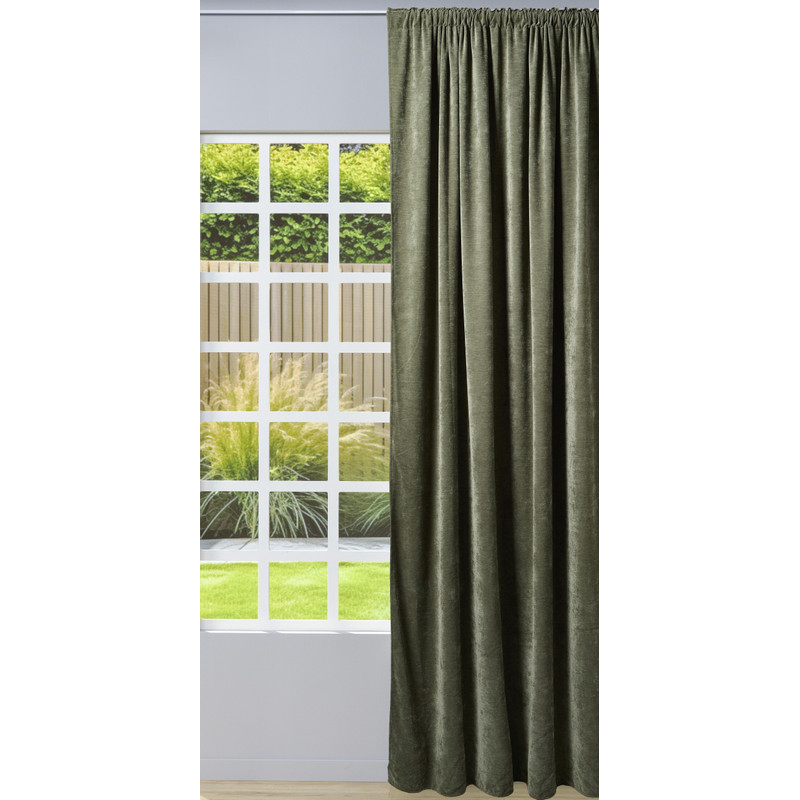 Gordijn chenille - groen - 140x260 cm
