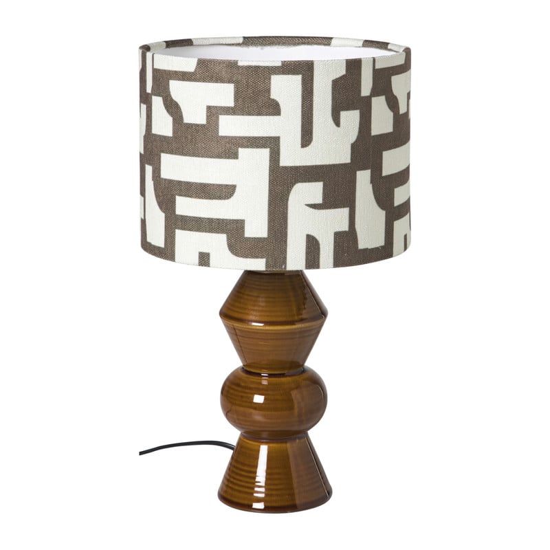 Lampenkap japandi klein - bruin/wit - ø21x15.5 cm