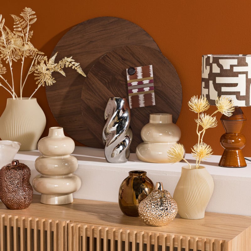 Lampenkap japandi klein - bruin/wit - ø21x15.5 cm