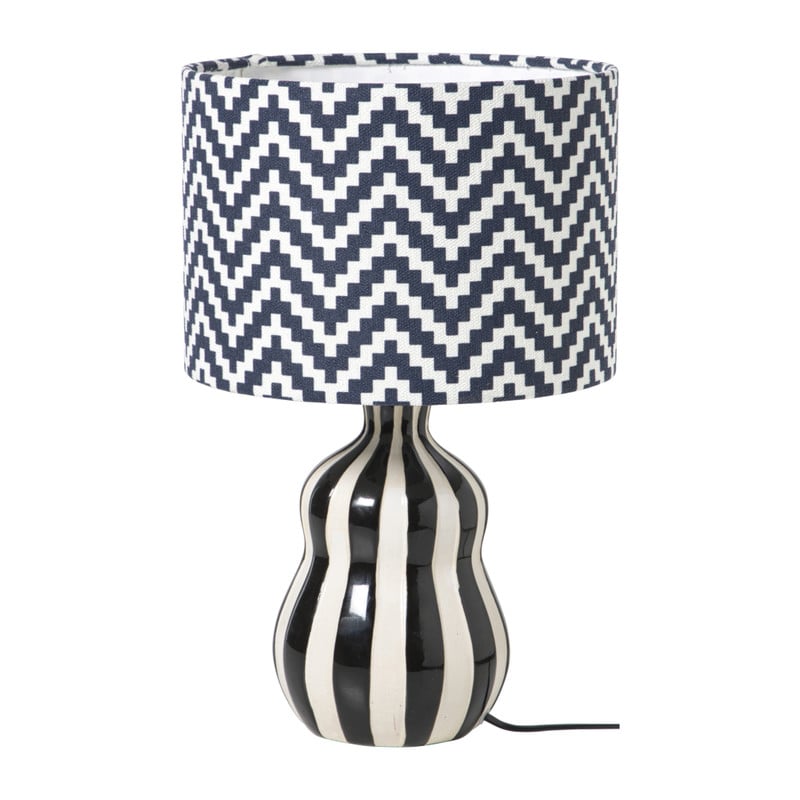 Lampenkap zigzag groot - zwart/wit - ø24.5x17.5 cm