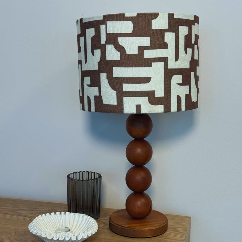 Lampenkap japandi groot - bruin/wit - ø24.5x17.5 cm