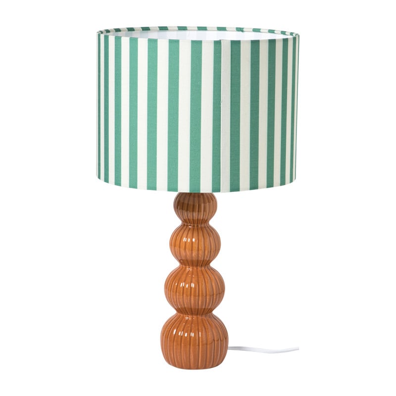 Lampenkap streep - groen/wit - ø24.5x17.5 cm