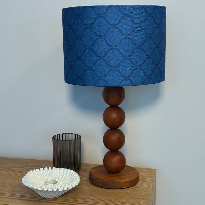 Lampenkap grafisch - blauw - ø24.5x17 cm